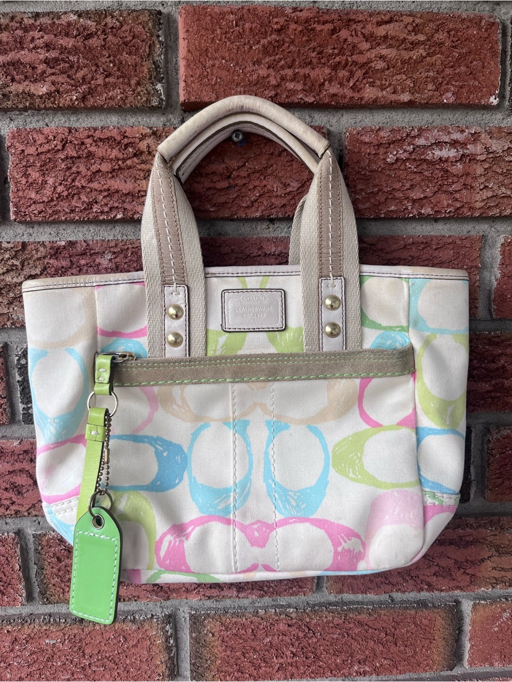 Coach Signature Pastel Canvas Tote - Multicolor